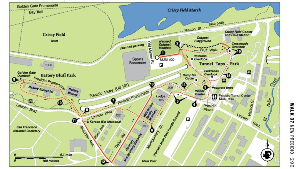 Map of new route in updated edition of Stairway Walks in San Francisco.